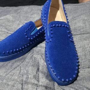 Christian Louboutin Royal Blue Spiked Loafers